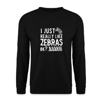 I Just Really Like Zebras OK Funny Stripes Animal - Unisex Sweatshirt - black - Front - Alina (178cm) & Michal (187cm)