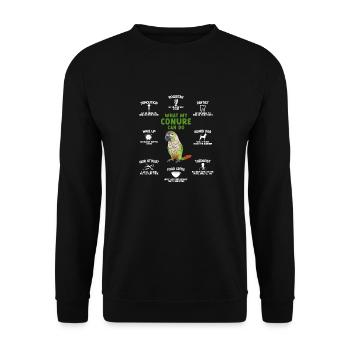 Molina Parakeet Parrot Bird Parakeet - Unisex Sweatshirt - black - Front - Alina (178cm) & Michal (187cm)