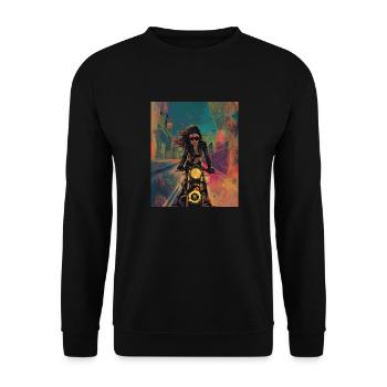 Street Phantom: Midnight Mystique - Unisex Pullover - Schwarz - Vorne - Alina (178cm) & Michal (187cm)
