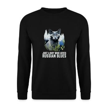 Chat bleu russe Russisch Blau Katze - Sweat-shirt Unisexe - noir - Devant - Alina (178cm) & Michal (187cm)