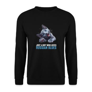 Chat bleu russe Russisch Blau Katze - Sweat-shirt Unisexe - noir - Devant - Alina (178cm) & Michal (187cm)