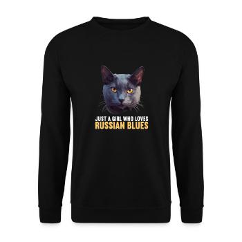 Chat bleu russe Russisch Blau Katze - Sweat-shirt Unisexe - noir - Devant - Alina (178cm) & Michal (187cm)