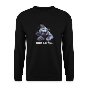 Chat bleu russe Russisch Blau Katze - Sweat-shirt Unisexe - noir - Devant - Alina (178cm) & Michal (187cm)