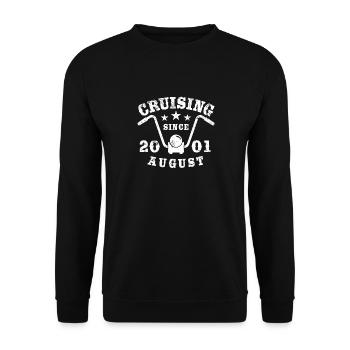 Cruising Biker Geburtstag August 2001 Motorrad - Unisex Pullover - Schwarz - Vorne - Alina (178cm) & Michal (187cm)