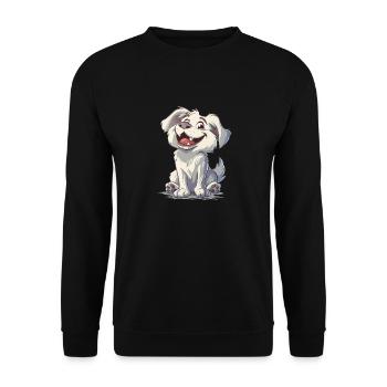 Akbash Geschenk | Cartoon Artwork - Unisex Pullover - Schwarz - Vorne - Alina (178cm) & Michal (187cm)