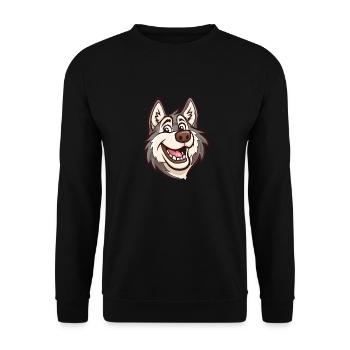 Alaskan Malamute Geschenk | Cartoon Artwork - Unisex Pullover - Schwarz - Vorne - Alina (178cm) & Michal (187cm)