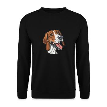 American Foxhound Geschenk | Cartoon Artwork - Unisex Pullover - Schwarz - Vorne - Alina (178cm) & Michal (187cm)