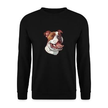 American Bulldog Gift | Cartoon Artwork - Unisex Sweatshirt - black - Front - Alina (178cm) & Michal (187cm)