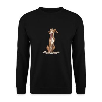 Borzoi | Borzoi Gift | Cartoon Artwork - Unisex Sweatshirt - black - Front - Alina (178cm) & Michal (187cm)