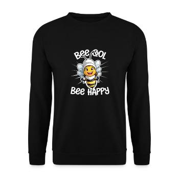 abeille - bee happy - Sweat-shirt Unisexe - noir - Devant - Alina (178cm) & Michal (187cm)