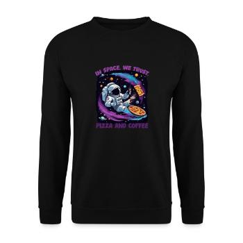 Pizza & Coffee Area - Unisex Sweatshirt - black - Front - Alina (178cm) & Michal (187cm)