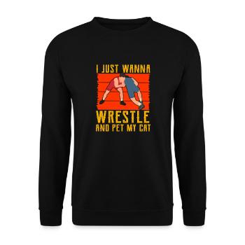 Je veux juste lutter et caresser mon chat - Sweat-shirt Unisexe - noir - Devant - Alina (178cm) & Michal (187cm)