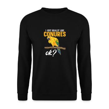 Parakeet Parrot Parakeet Bird - Unisex Sweatshirt - black - Front - Alina (178cm) & Michal (187cm)