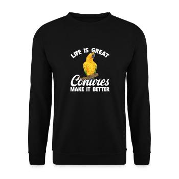 Parakeet Parrot Parakeet Bird - Unisex Sweatshirt - black - Front - Alina (178cm) & Michal (187cm)