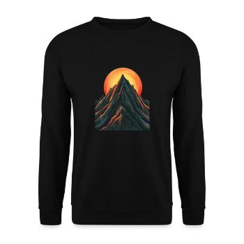 Majestätischer Berggipfel mit aufgehender Sonne - Unisex Pullover - Schwarz - Vorne - Alina (178cm) & Michal (187cm)