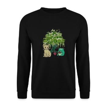 Frog, Cat, Nature, Friends - Unisex Sweatshirt - black - Front - Alina (178cm) & Michal (187cm)