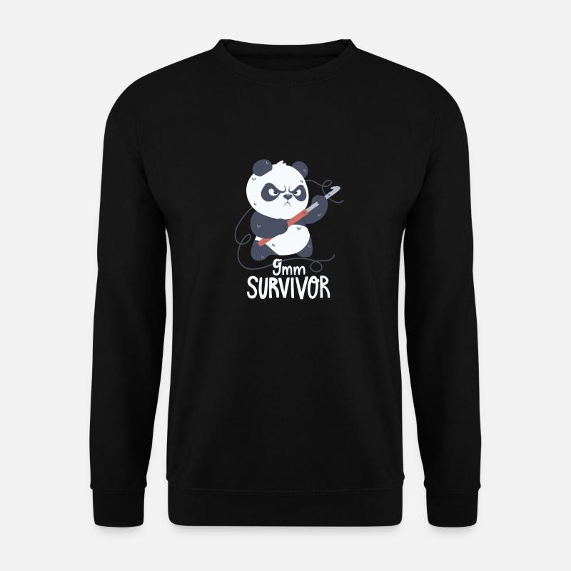 Häkelnder Panda - Unisex Pullover - Schwarz