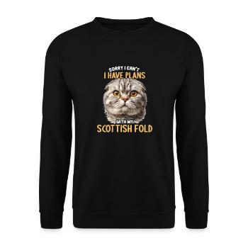 Scottish Fold Kitten Scottish Fold Cat - Unisex Sweatshirt - black - Front - Alina (178cm) & Michal (187cm)
