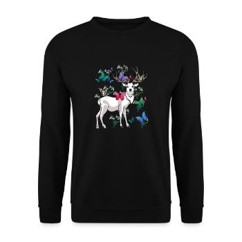 deer spring butterflies flowers nature - Unisex Sweatshirt - black - Front - Alina (178cm) & Michal (187cm)