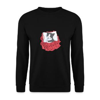 Katze Katzen Blumen - Unisex Pullover - Schwarz - Vorne - Alina (178cm) & Michal (187cm)