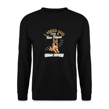 I Asked God For A True Friend German Shepherd Pupp - Unisex Sweatshirt - black - Front - Alina (178cm) & Michal (187cm)