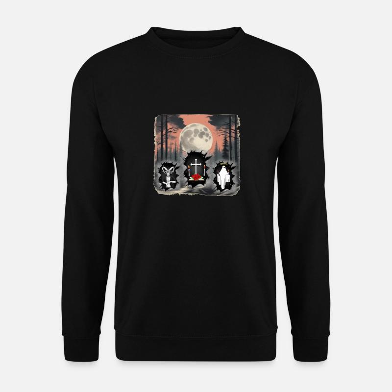 Wald Kreuz Halloween Dark Natur Geist - Unisex Pullover - Schwarz
