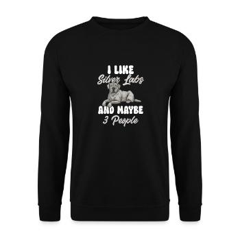 Silberner Labrador Retriever Silberner Lab - Unisex Pullover - Schwarz - Vorne - Alina (178cm) & Michal (187cm)