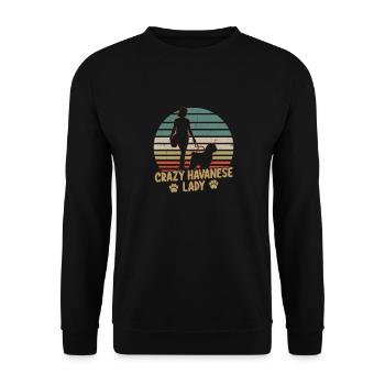 Crazy Havanese Lady Dog Propriétaire Havaneser Maman - Sweat-shirt Unisexe - noir - Devant - Alina (178cm) & Michal (187cm)