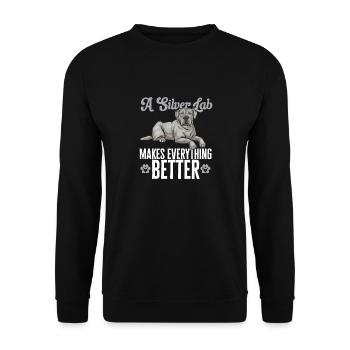 Silberner Labrador Retriever Silberner Lab - Unisex Pullover - Schwarz - Vorne - Alina (178cm) & Michal (187cm)