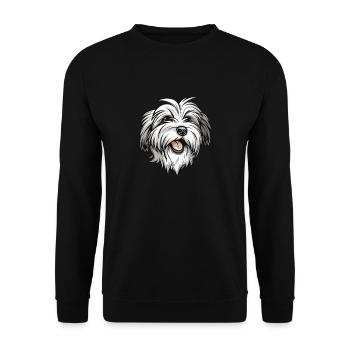 Baumwollhund | Coton de Tulear | Cartoon Artwork - Unisex Pullover - Schwarz - Vorne - Alina (178cm) & Michal (187cm)