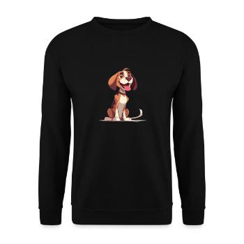 Beagle | Cartoon Artwork - Unisex Pullover - Schwarz - Vorne - Alina (178cm) & Michal (187cm)