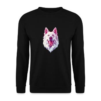 Berger Blanc Suisse | White Shepherd | Cartoon - Unisex Sweatshirt - black - Front - Alina (178cm) & Michal (187cm)