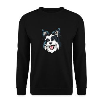 Biewer Terrier | Cartoon Artwork - Unisex Pullover - Schwarz - Vorne - Alina (178cm) & Michal (187cm)