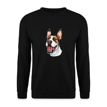 Bullterrier | Cartoon Artwork - Unisex Pullover - Schwarz - Vorne - Alina (178cm) & Michal (187cm)