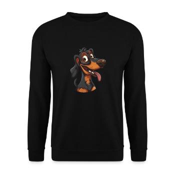 Dachshund | Dachshund | Cartoon Artwork - Unisex Sweatshirt - black - Front - Alina (178cm) & Michal (187cm)