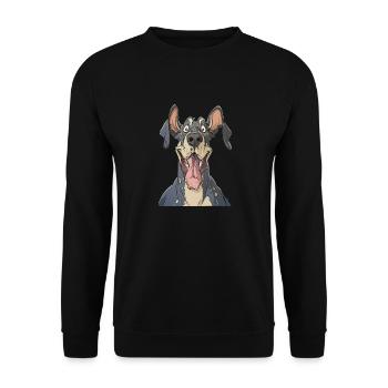 Great Dane | The Great Dane | Cartoon Artwork - Unisex Sweatshirt - black - Front - Alina (178cm) & Michal (187cm)
