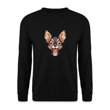 Chihuahua | Cartoon Artwork - Unisex Pullover - Schwarz - Vorne - Alina (178cm) & Michal (187cm)