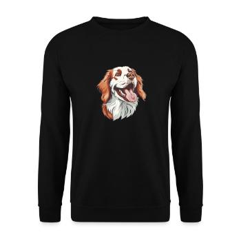Clumber Spaniel | Cartoon Artwork - Unisex Sweatshirt - black - Front - Alina (178cm) & Michal (187cm)