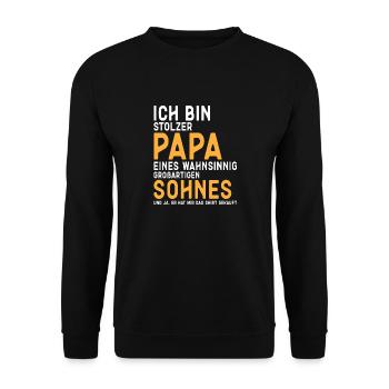 Proud Dad T-Shirt Gift from Son - Unisex Sweatshirt - black - Front - Alina (178cm) & Michal (187cm)