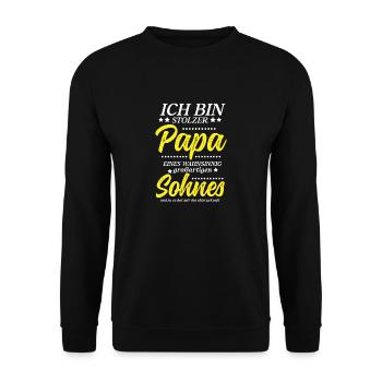 Proud Dad T-Shirt Gift from Son - Unisex Sweatshirt - black - Front - Alina (178cm) & Michal (187cm)