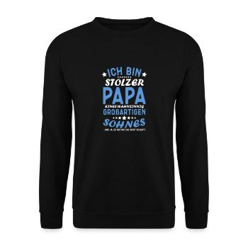 Proud Dad T-Shirt Gift from Son - Unisex Sweatshirt - black - Front - Alina (178cm) & Michal (187cm)