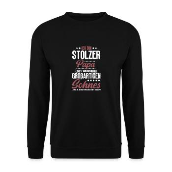 Proud Dad T-Shirt Gift from Son - Unisex Sweatshirt - black - Front - Alina (178cm) & Michal (187cm)