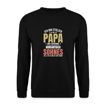 Proud Dad T-Shirt Gift from Son - Unisex Sweatshirt - black - Front - Alina (178cm) & Michal (187cm)