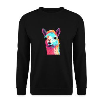 Alpaca in Pop Art - Unisex Sweatshirt - black - Front - Alina (178cm) & Michal (187cm)