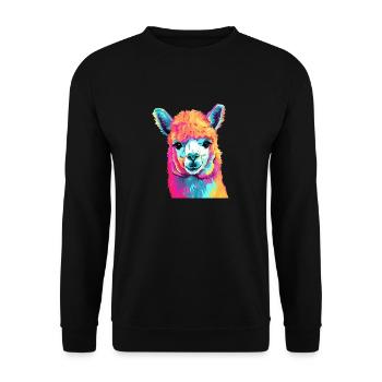 Alpaca in Pop Art - Unisex Sweatshirt - black - Front - Alina (178cm) & Michal (187cm)