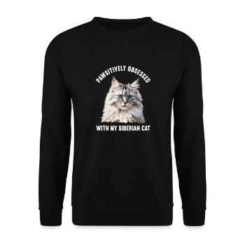 Siberian Cat Sibirische Katze - Unisex Sweatshirt - black - Front - Alina (178cm) & Michal (187cm)