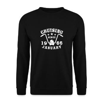 Cruising Biker Geburtstag Januar 1966 Motorrad - Unisex Pullover - Schwarz - Vorne - Alina (178cm) & Michal (187cm)