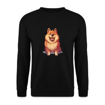Eurasier | Cartoon Artwork - Unisex Sweatshirt - black - Front - Alina (178cm) & Michal (187cm)