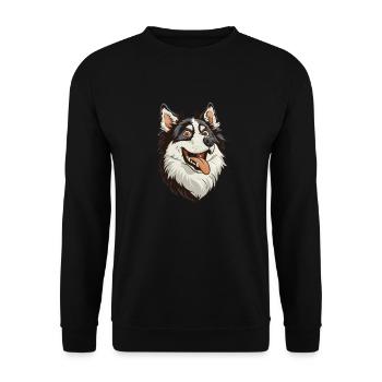 Grönlandhund | Greenland Dog | Cartoon Artwork - Unisex Pullover - Schwarz - Vorne - Alina (178cm) & Michal (187cm)