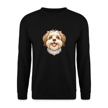 Bichon Havanais | Bichon Havanais | Illustration de dessin animé - Sweat-shirt Unisexe - noir - Devant - Alina (178cm) & Michal (187cm)